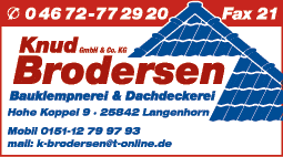 Anzeige Brodersen Knud GmbH & Co KG Dachdeckerei