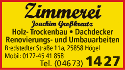 Anzeige Joachim Großkreutz Zimmerei GmbH