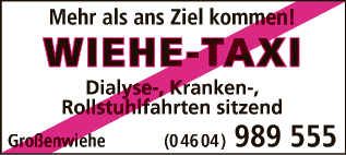 Anzeige WIEHE-TAXI Taxiunternehmen