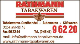 Anzeige Rathmann Tabakwaren Großhandel und Automatendienst
