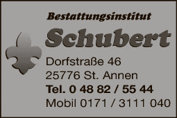 Anzeige Schubert Tischlerei und Bestattungen