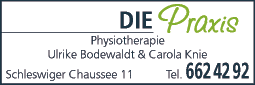 Anzeige Die Praxis - Bodewaldt, Ulrike & Knie, Carola Physiotherapie