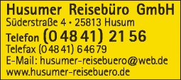 Anzeige Husumer Reisebüro GmbH