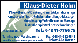 Anzeige Holm Klaus-Dieter Massage und Krankengymnastik