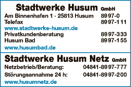 Anzeige Stadtwerke Husum GmbH