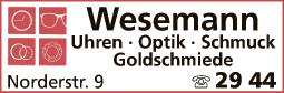 Anzeige Wesemann GmbH - Uhren Optik Schmuck - Goldschmiede