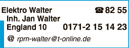 Anzeige Elektro Walter Inh. Jan Walter