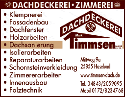 Anzeige Dachdeckerei Maik Timmsen GmbH & Co KG