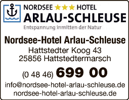 Anzeige Nordsee-Hotel Arlau-Schleuse Hotel Restaurant