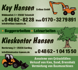 Anzeige Hansen, Kay Erdbau GmbH Bagger- und Lohnarbeiten