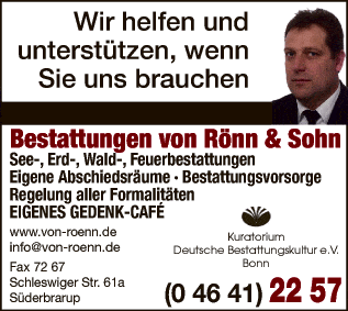 Anzeige Bestattungen von Rönn & Sohn