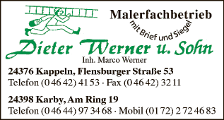 Anzeige Werner Dieter u. Sohn Inh. Marco Werner Maler- und Lackierermeister