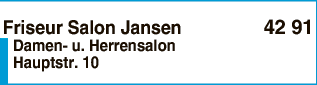 Anzeige Friseursalon Jansen