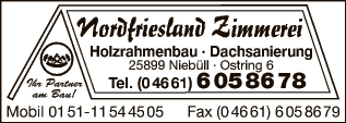 Anzeige Nordfriesland Zimmerei GmbH & Co. KG