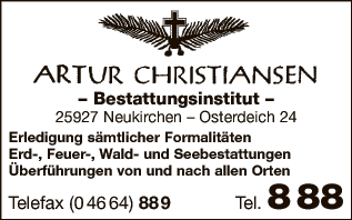 Anzeige Christiansen Artur Bestattungen