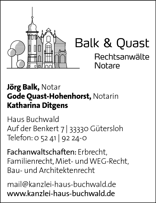 Anzeige Balk & Quast Rechtsanwälte und Notare