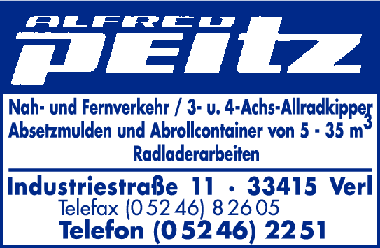 Anzeige Peitz Alfred Güterverkehr