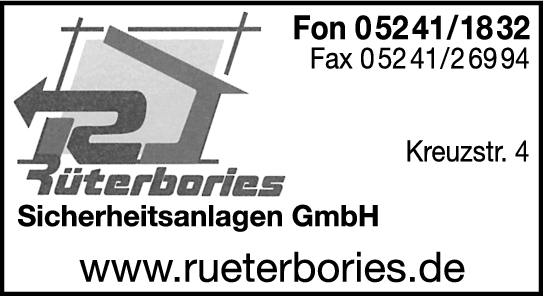 Anzeige Rüterbories Sicherheitsanlagen GmbH Alarm- und Sicherheitstechnik Sicherheitsanlagenvertrieb