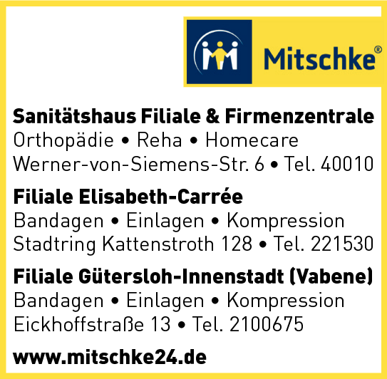 Anzeige Mitschke Sanitätshaus GmbH Filiale Gütersloh-Innenstadt