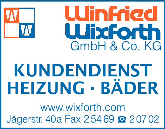 Anzeige Winfried Wixforth GmbH & Co KG Installationen Heizungsbau