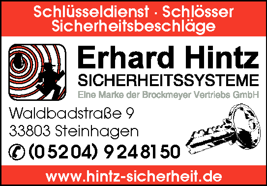 Anzeige Hintz Sicherheitssysteme Brockmeyer Vertriebs GmbH