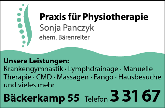 Anzeige Panczyk Sonja ehem. Bärenreiter Physiotherapie
