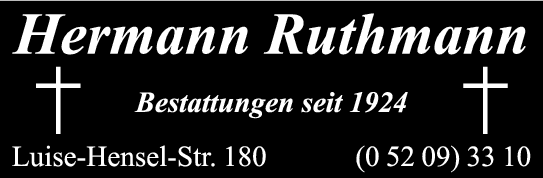 Anzeige Ruthmann Hermann Tischlerei Bestattungen