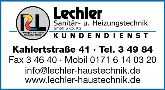 Anzeige Lechler Sanitär- und Heizungstechnik GmbH & Co. KG