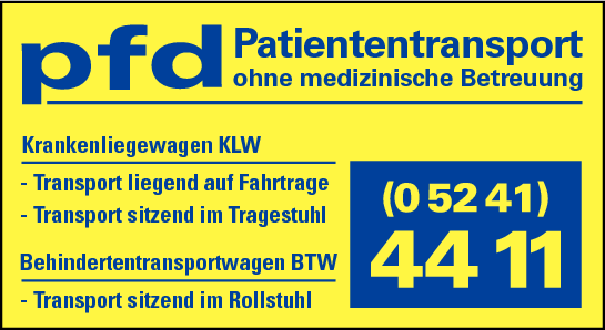 Anzeige pfd Patiententransport Gütersloh