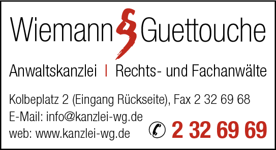 Anzeige Wiemann & Guettouche Anwaltskanzlei