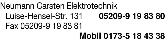 Anzeige Neumann Carsten Elektrotechnik