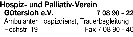 Anzeige Hospiz- und Palliativ-Verein Gütersloh e. V.