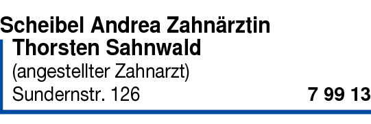 Anzeige Scheibel Andrea Zahnärztin