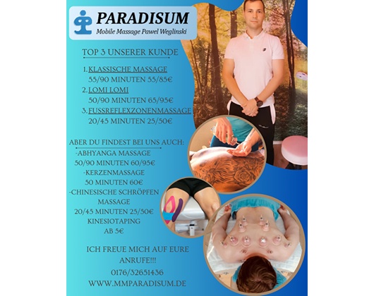 Kundenbild groß 3 Paradisum Mobile Massage Pawel Weglinski