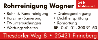 Anzeige Rohr- & Kanalreinigungsservice Wagner