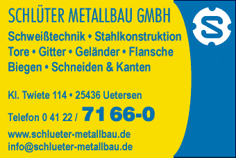 Anzeige Schlüter Metallbau GmbH Metallbau