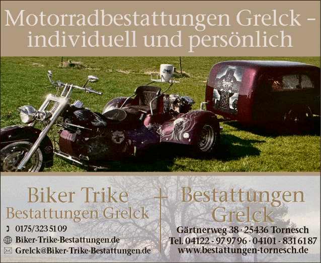 Anzeige Biker Trike Bestattungen Grelck