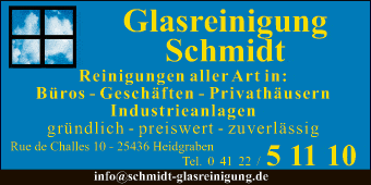 Anzeige Glasreinigung Schmidt