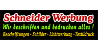 Kundenlogo Schneider Werbung Beschriftungen · Schilder · Lichtwerbung · Textildruck