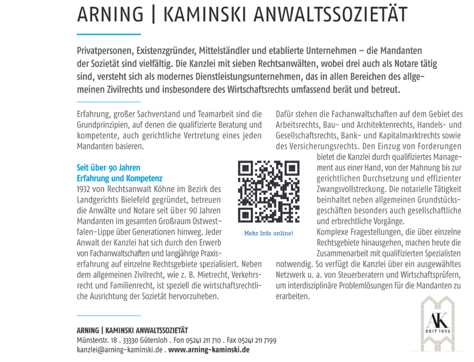 Kundenbild groß 2 ARNING | KAMINSKI Anwaltssozietät - über 90 Jahre Erfahrung & Kompetenz