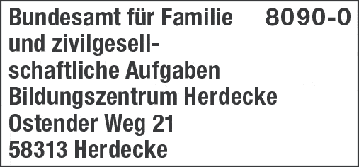 Kundenbild groß 1 Bundesamt für Familie und zivilgesellschaftliche Aufgaben Bildungszentrum Herdecke