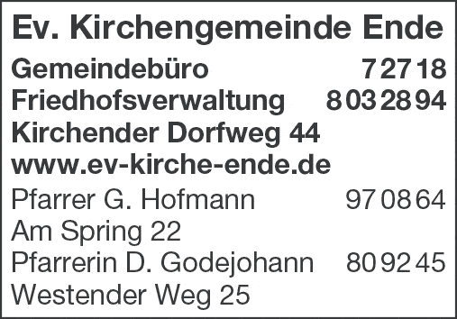 Kundenbild groß 1 Ev. Kirchengemeinde Ende