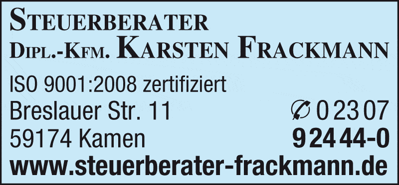 Kundenbild groß 1 Frackmann Karsten Dipl.-Kfm. Steuerberater