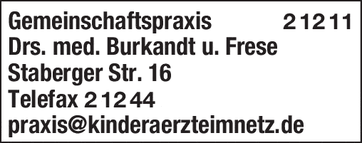 Kundenbild groß 1 Burkandt Klaus Dr.med. Kinderarzt , , , Frese Tatjana