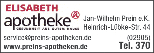 Kundenbild groß 1 Elisabeth Apotheke Inh. Jan-Wilhelm Prein