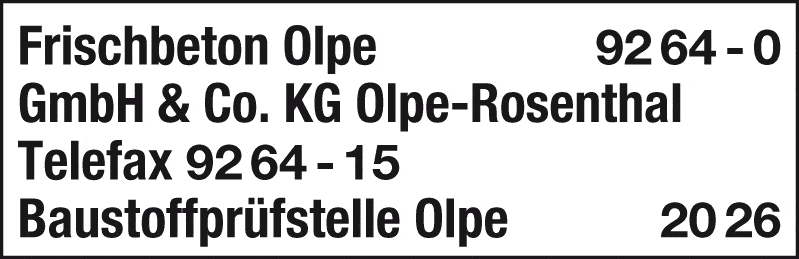 Kundenbild groß 1 Frischbeton-Olpe GmbH & Co. KG Werk