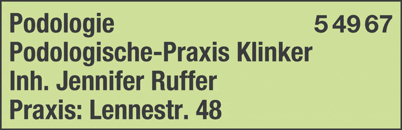 Kundenbild groß 1 Klinker Podologische Praxis Inh. Jennifer Ruffer