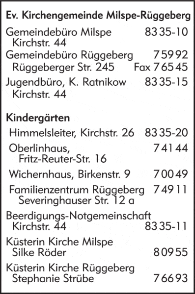 Kundenbild groß 1 Evangelische Kirchengemeinde Milspe Gemeindebüro