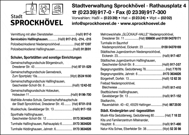 Kundenbild groß 1 Stadtverwaltung Sprockhövel