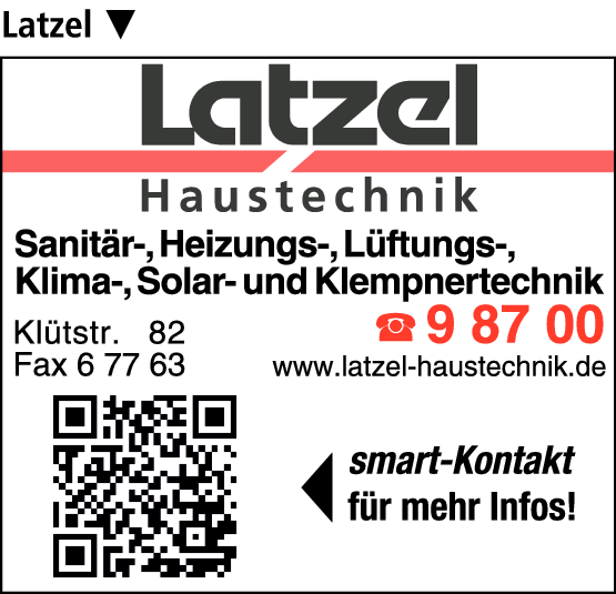 Anzeige Latzel Horst GmbH & Co. KG Sanitär-, Heizungs,- Lüftungs,- Klima,- Solar- und Klempnertechnik